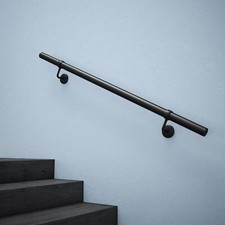 Rothley Internal Handrail Matt Black 1.2m Easy Fit Metal Staircase Bannister Kit