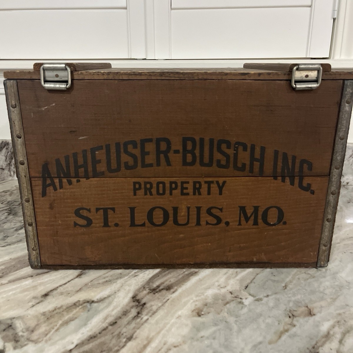 ★Budweiser ヴィンテージ木箱 Anheuser-Busch★ Vintage ANHEUSER BUSCH Budweiser Beer Wooden Box Crate w