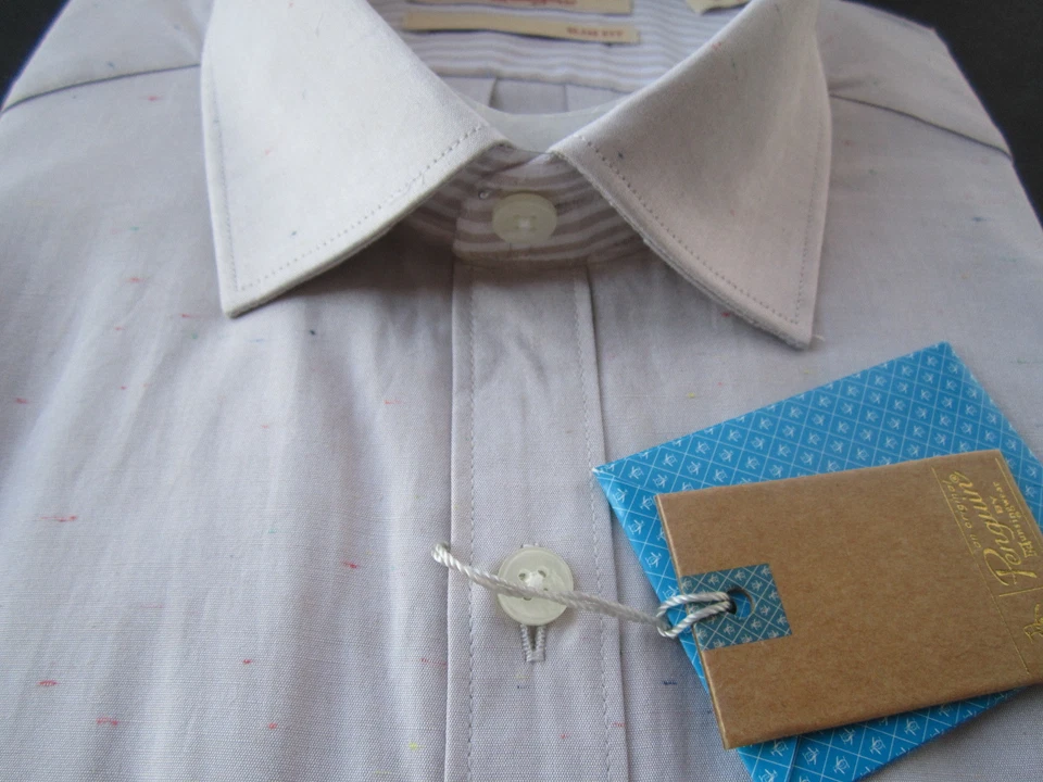 NUEVO NUEVO CON ETIQUETAS PENGUIN MUNSINGWEAR color lino CAMISA DE VESTIR HOMBRE 15 MANGA LARGA 32/33 Foto 3 de 4