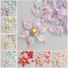10pcs 14x30mm Flower Petal Shape Crystal Lampwork Glass Loose Pendants Beads