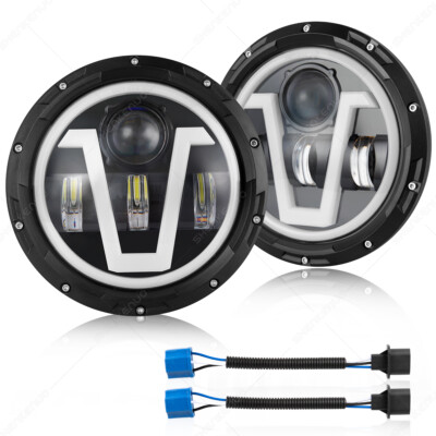 For Chevy C10 C20 C30 K10 G20 7'' Inch Round LED Headlight Hi-Lo Beam Bulb Black