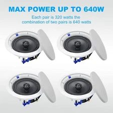 Herdio 6.5"/4" 640W Ceiling Speakers 2Way Flush Mount Passive for Office,Kitchen