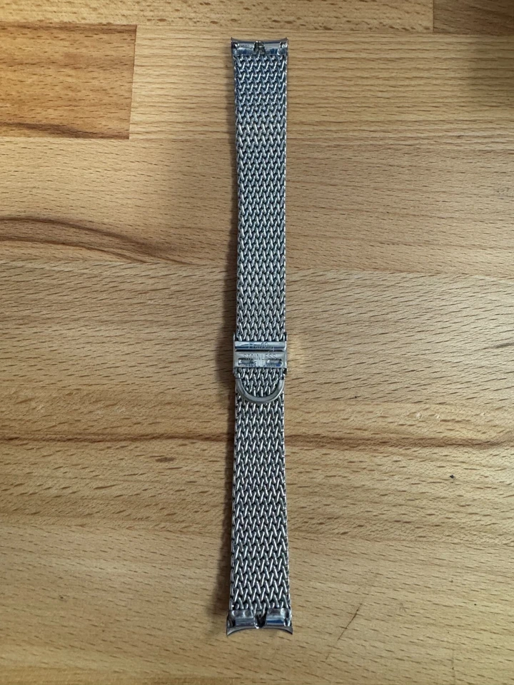 Correa de reloj Hadley clásica vintage de malla ajustable de acero inoxidable años 60 @18 mm Foto 2 de 4