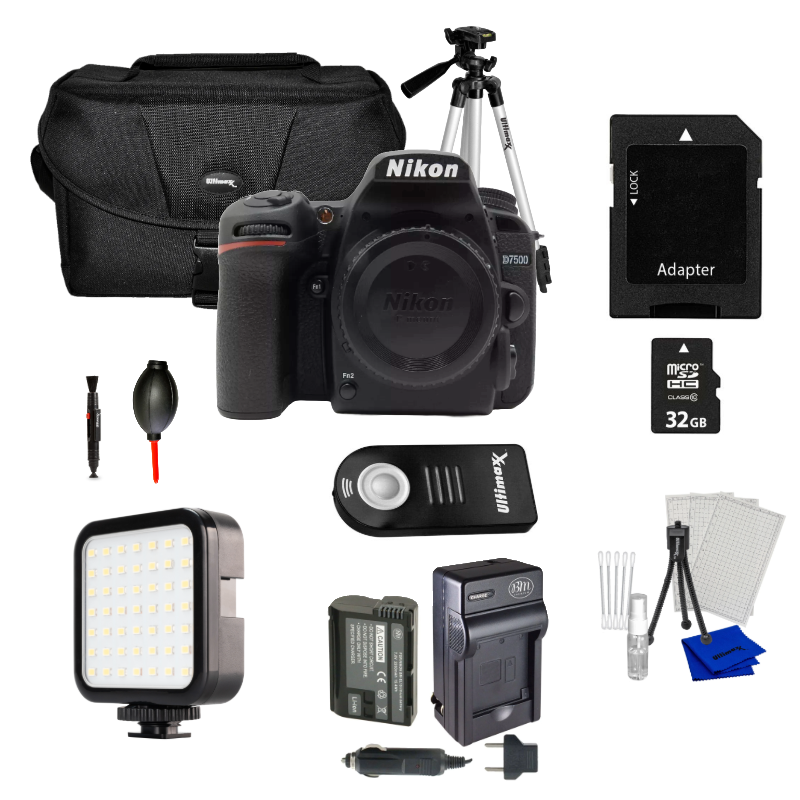 Nikon D7500 DSLR Camera (OPEN BOX) 45 LEDs Light BUNDLE