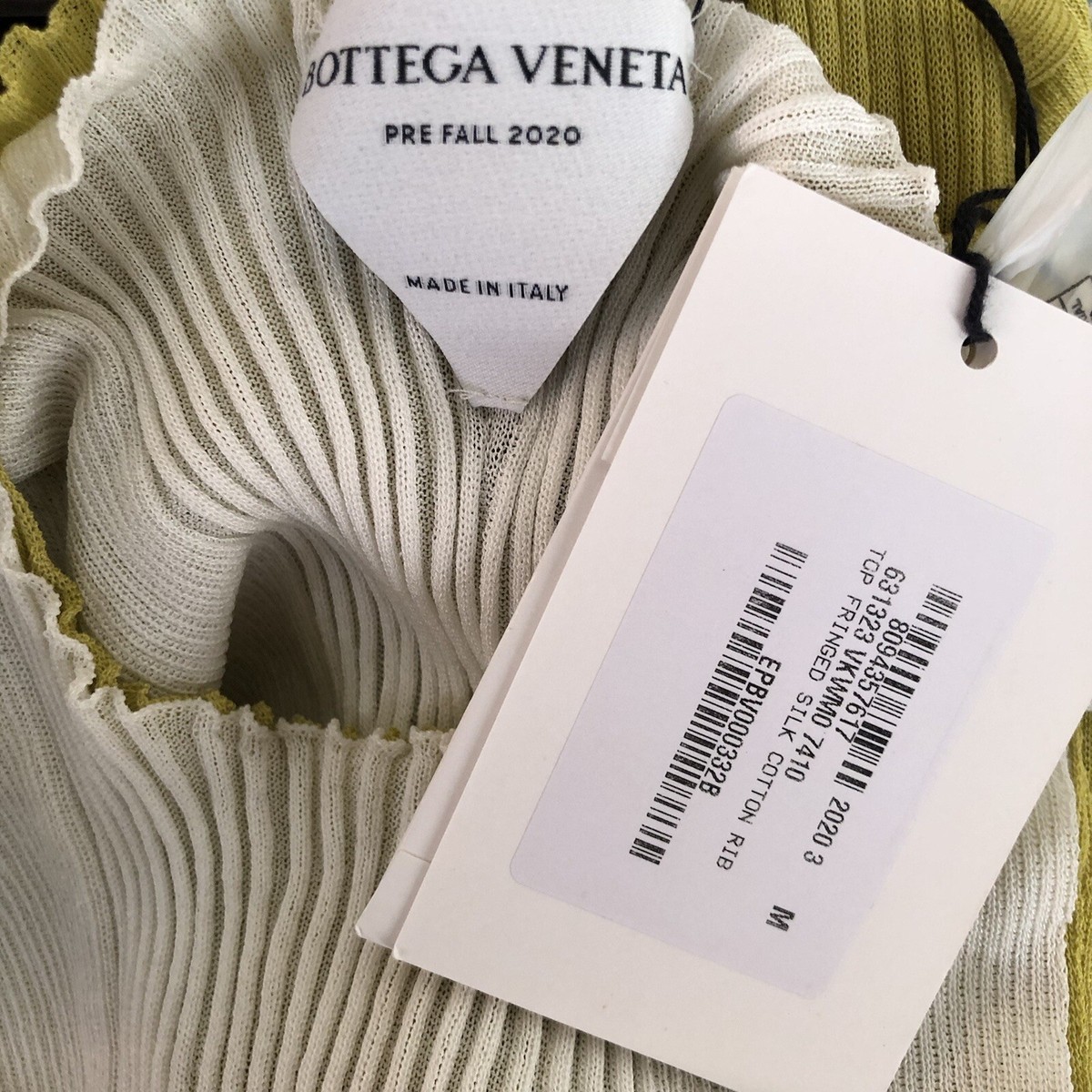 Bottega Veneta Halter Twist Fringe Dress in Acid Optic White