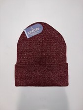 Unisex Adult Burgundy Fleece Lined Toboggan Knit Winter Hat Cap Ski Snowboard