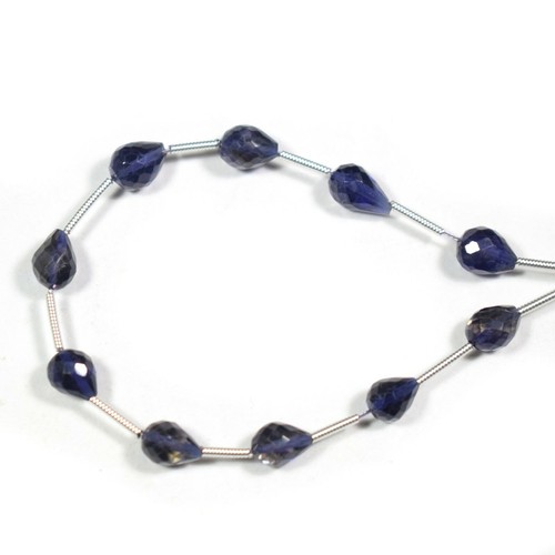 Collier de perles à facettes en saphir bleu 100 % naturel 18