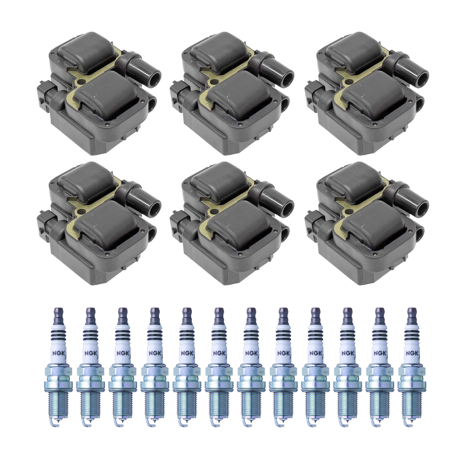 Bosch 2 Ignition Coil NGK 12 Iridium IX Spark Plug Kit For C32 AMG 911 H6 V6
