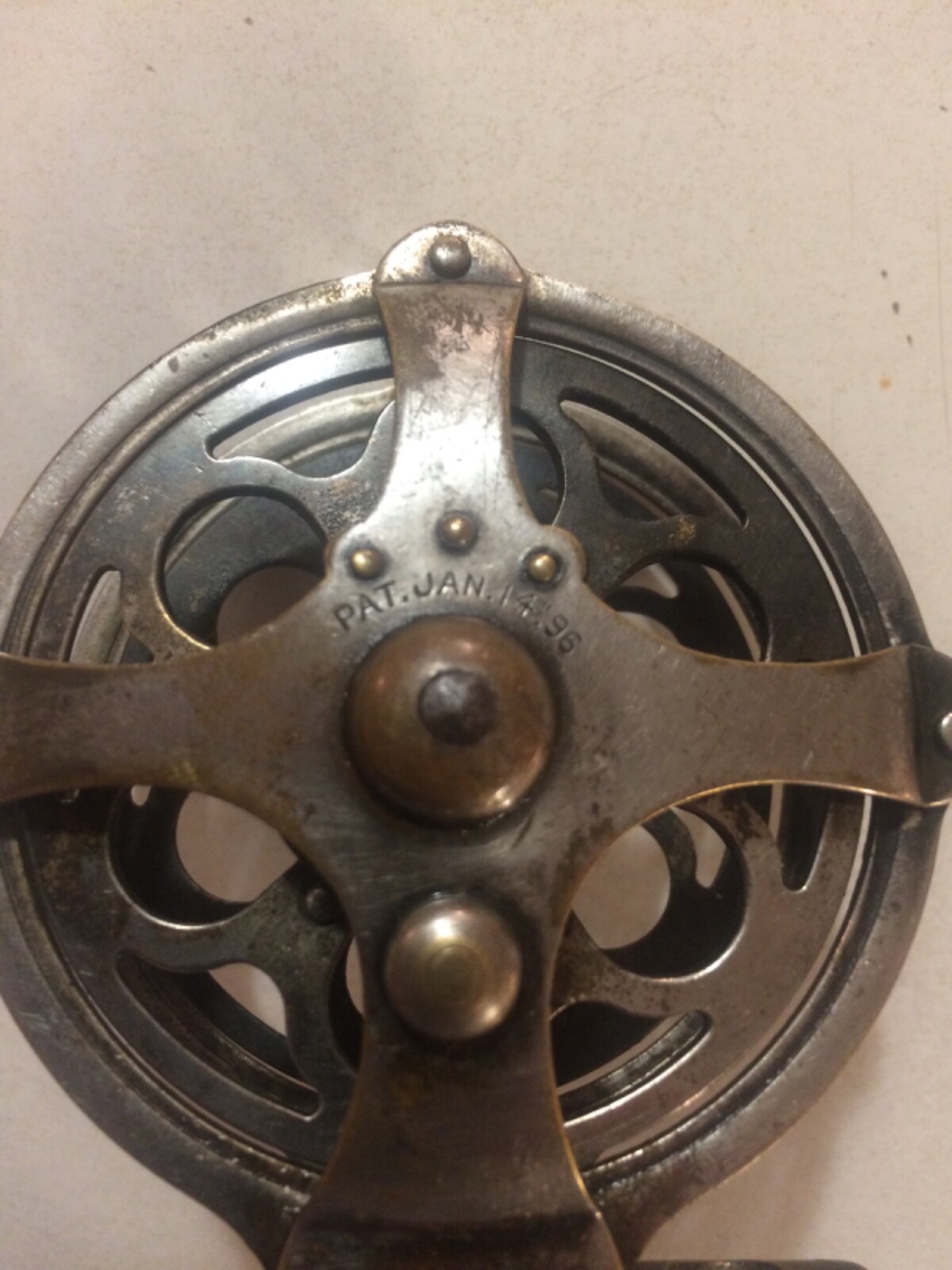 Vintage &nbsp;Featherlight&nbsp; Skeleton Fly  Fishing Reel Pat. Jan 14, 1896