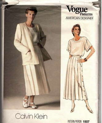 Vogue American Designer Calvin Klein Jacket Skirt Vtg Sewing Pattern Size 10 UNC