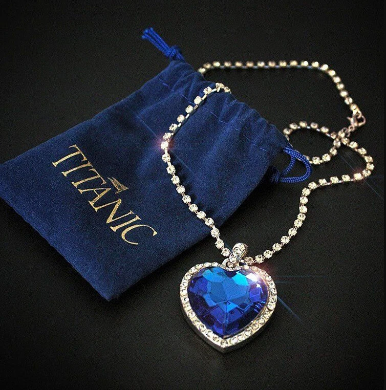 XUPING Collana Con Ciondolo A Cuore Oceano Blu, Placcato Argento Oro, Con Zirconi, 5,3x4,7 Cm, Elegante E Luminosa