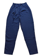 Nasty Gal Hi Rise High Waist Navy White Pinstripe Pleated Relaxed Dress Pants 0