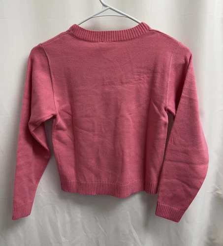 Zunie Girls Valentines Day Sweater Size Medium (7/8) Bright Pink "Love" - Picture 2 of 9