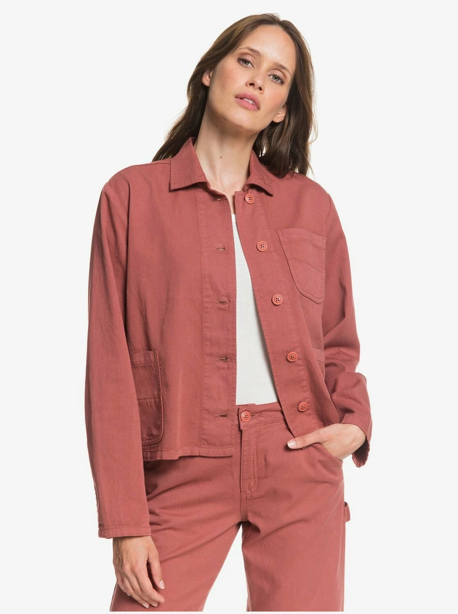 New NWT Women s Roxy Wilmans Work Cropped Shirt Jacket Regular Fit Size Large