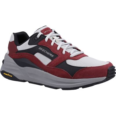 Skechers Global Jogger Leder Herren Burgund Sneaker Neu