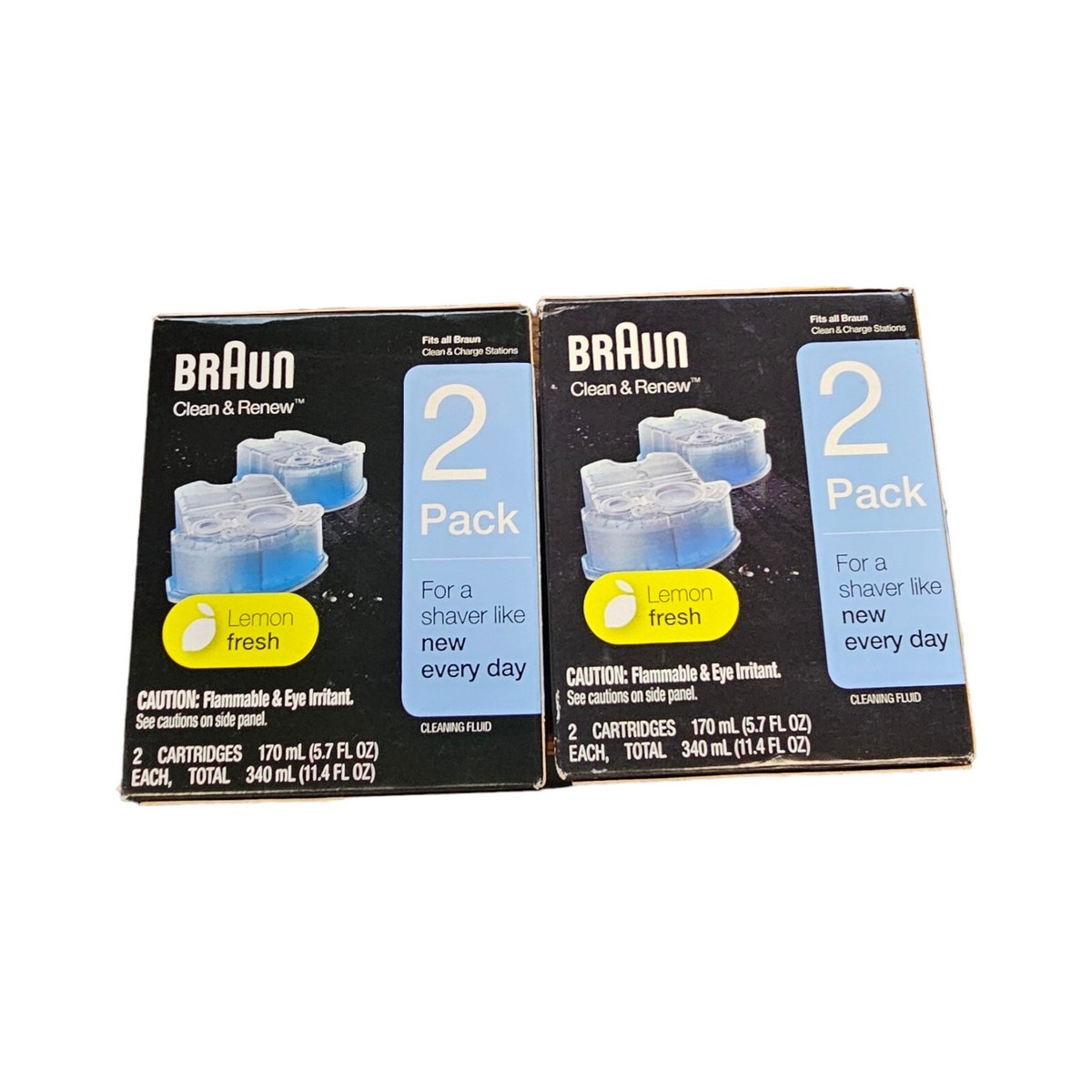 2 Boxes of Braun Clean & Renew Refill Shaver Cleaner Cartridges 2 Pack X 2