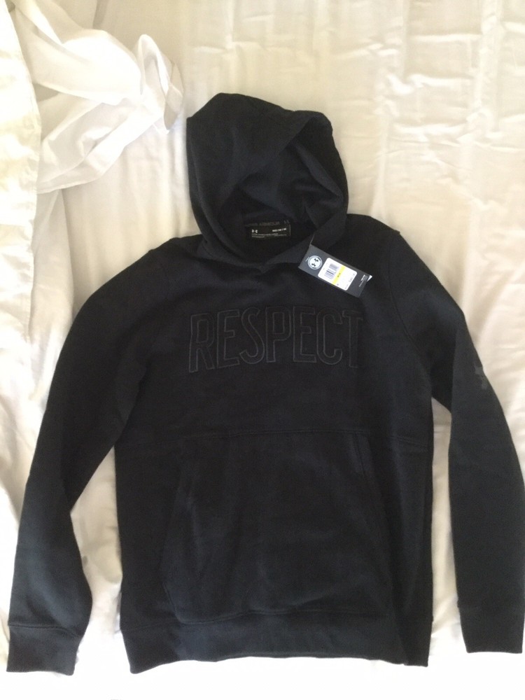Men’s Under Armour Project Rock RESPECT sweatshirt hoodie black size Medium NWT