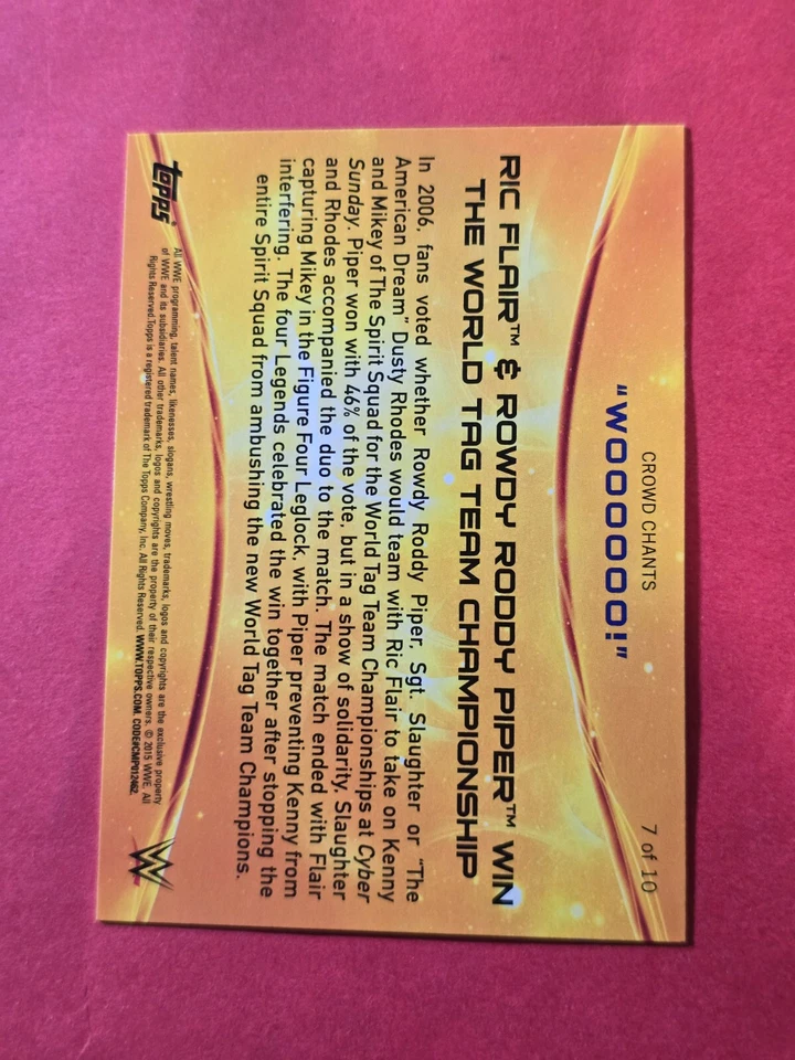 2015 Topps WWE Crowd Chants WOOOOOO #7 Ric Flair & Rowdy Roddy Piper Win, cd1 - Image 2 of 3