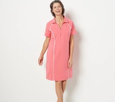 Sport Savvy French Terry Polo Collar Half-Zip Dress Coral 2XL New