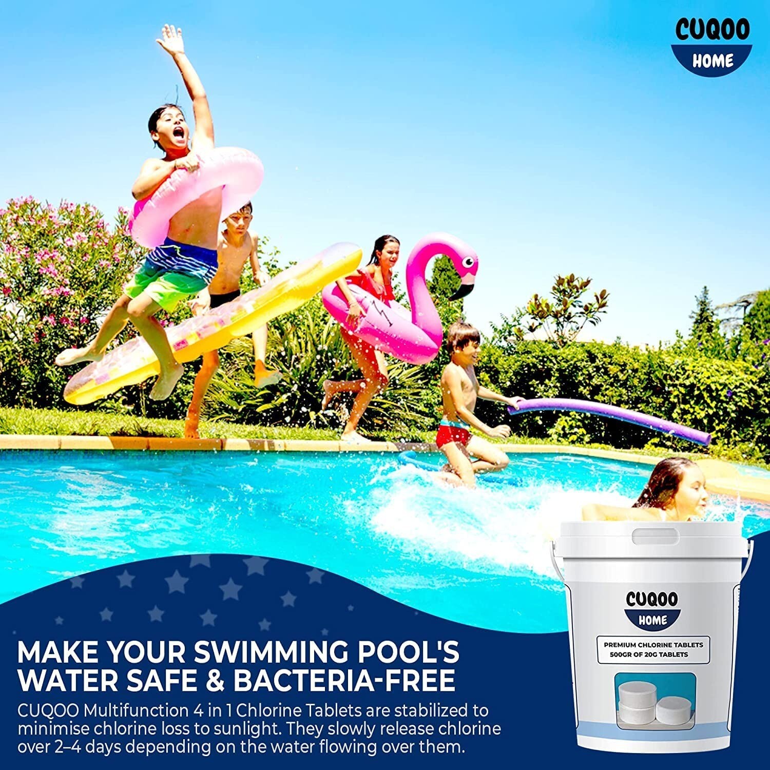 1kg Multifunctional 4 in 1 Chlorine Tablets (50 x 20g) Swimming Pool Chemicals eBay