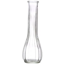 Clear Ribbed Design Glass Bud Vase