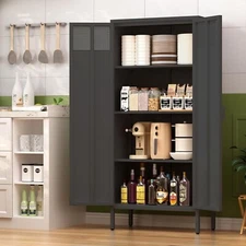 Cofar 61" Metal Storage Cabinet With Doors and Shelves ,4 Tier Kitchen Cabinet