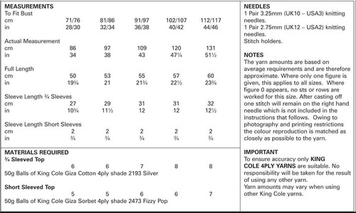 King Cole 4ply Knitting Pattern Tops 4788 - Picture 2 of 2