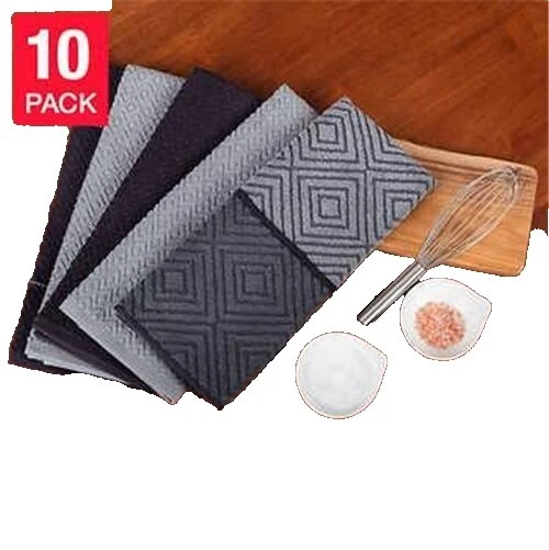 Linen Blend Geometric Towels & Dishcloths