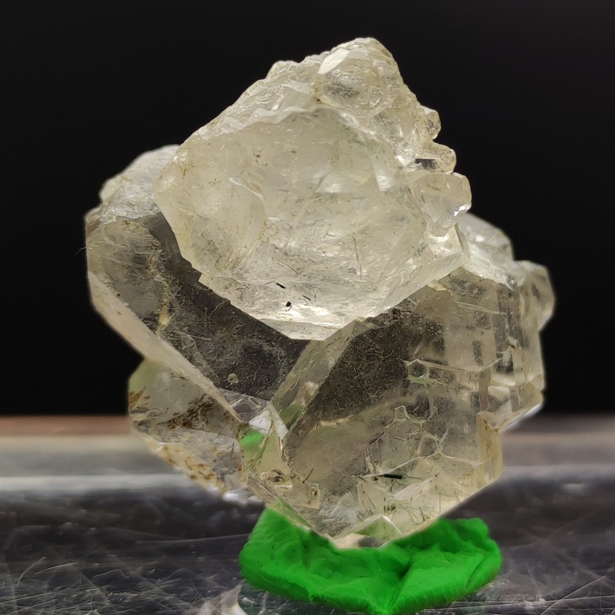 Natural Clear Rare Twisted Gwindel Quartz Cluster With Step