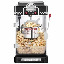 Black Vintage Theater Style Popcorn Machine Popper Maker Retro Nostalgic Compact
