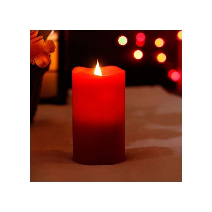 Red Candle, Simplex Candle 3D Candle Fireless flame Real Wax LED Melted ...