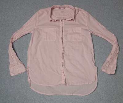 Victoria Secret Long Roll Tab Sleeve Button Up M Light Pink Sheer Lightweight