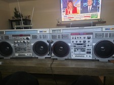 Conion 7980 Gray AM/FM Boombox w/ RCA AUX Input Headphone Jack