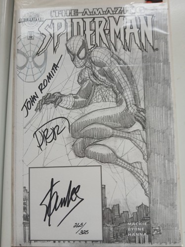 Spiderman Marvel Authintix Signed by Stan Lee John Romita Sr John Romita Jr COA