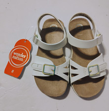Wonder Nation Toddler Little Girls Open Toe Buckle Sandals Shoes Adjustable Sz 8