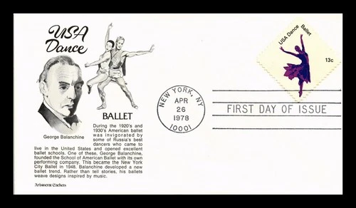 US COVER BALLET AMERICAN DANCE FIRST DAY ISSUE ARISTOCRAT CACHET