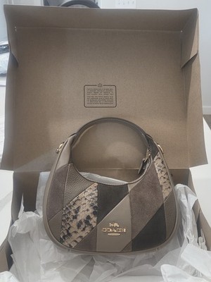 NWT in box Coach Carmen Mini Crossbody Bag with Patchwork Gold/Mushroom Multi