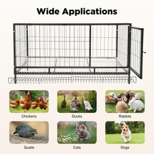 Large Chicken Coop Metal Hen House Backyards Poultry Hutch Pet Cage 47"x22"x24"
