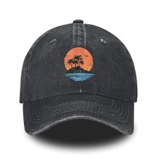 Printed Baseball Cap Adjustable Vintage Washed Distressed Denim Trucker Hat f...