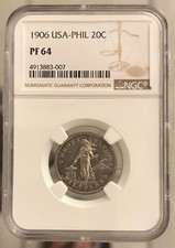 US PHILIPPINES 20 CENTAVO PROOF 1906 NGC PF 64 ONLY 500 COINS ARE MINTED
