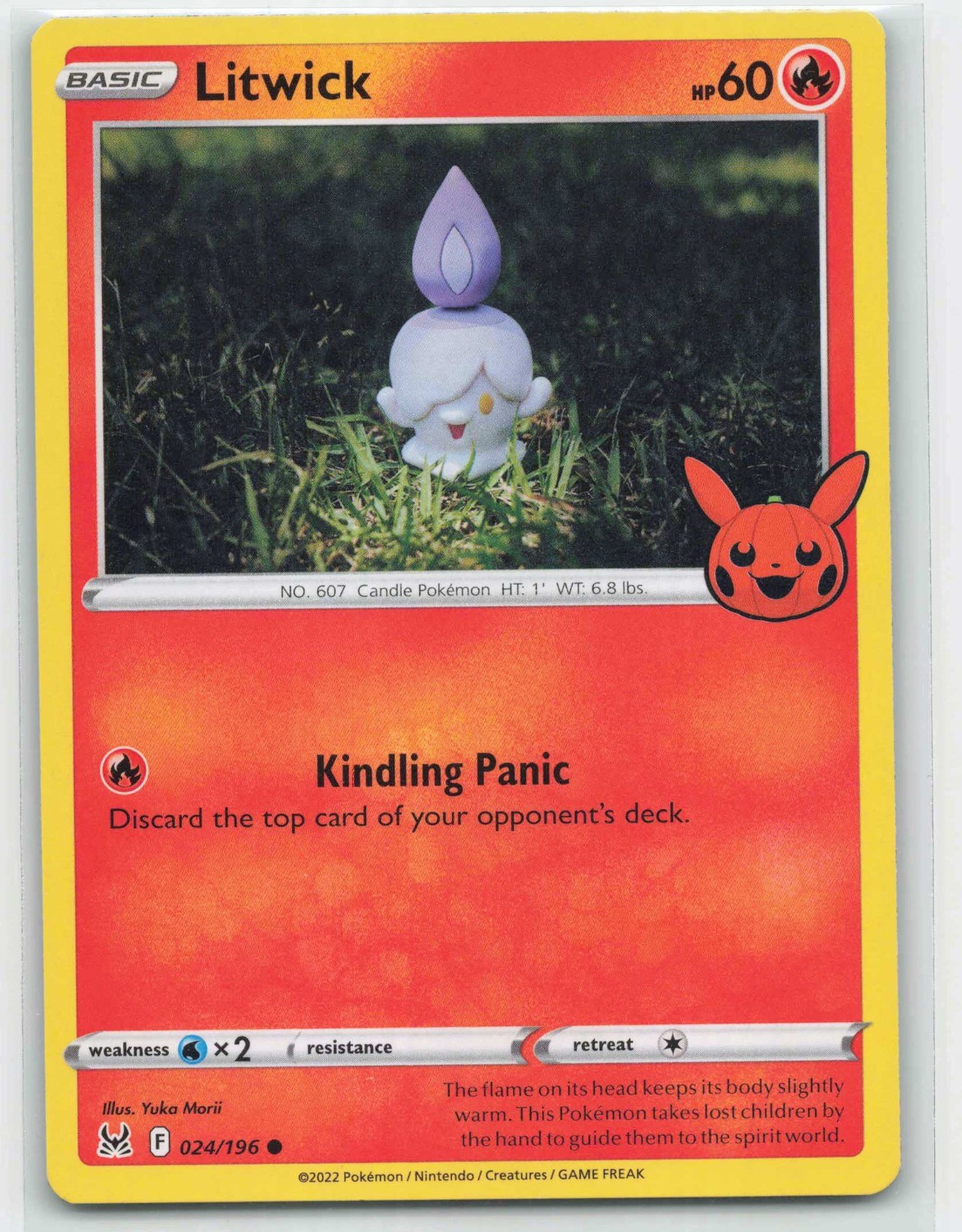 2022 Pokemon, Lost Origin, #24/196 Litwick, Trick or Trade BOOster NM