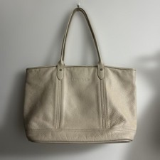 Louis Vuitton borsa tote in pelle beige, borsa a tracolla, interno in nylon, usata