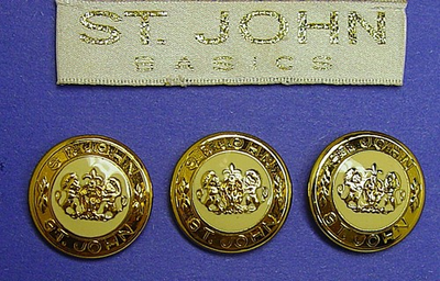#ad #ad ST JOHN Replacement Buttons 3 Gold Tone White Enamel Style 23mm Good Used Cond $35.95