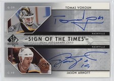 2006-07 SP Authentic Sign of the Times Dual Tomas Vokoun Jason Arnott Auto 4f5