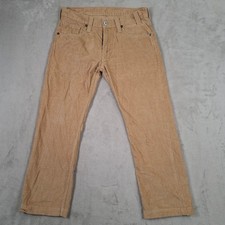Levis 504 Corduroy Trousers Mens W32 L27 Beige Straight Casual Cord Pants