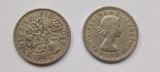 Pair of old sixpences, 2 × 6d, both from 1962, Queen Elizabeth II, good...