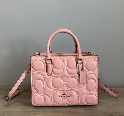 NWT COACH Maggie Small Tote Bag Signature Smooth Leather Petal Pink Gold CY670