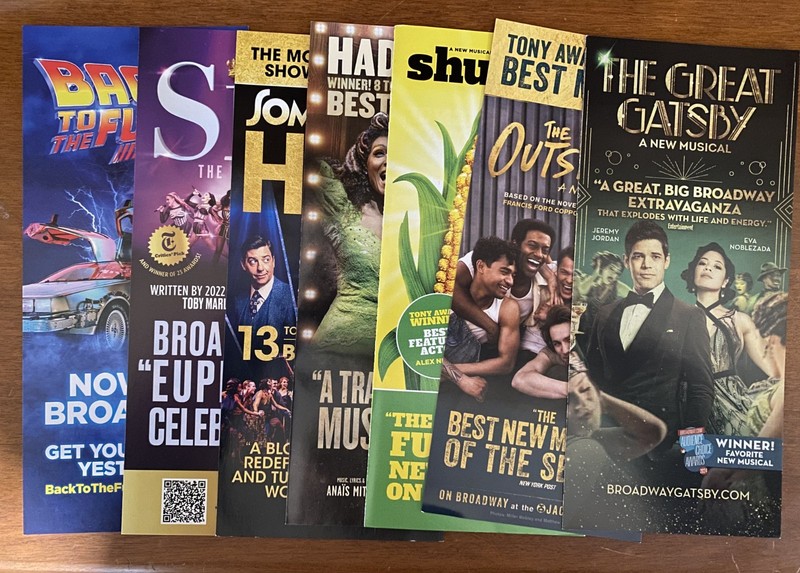 Lot of  Broadway Flyers Waitress Spongebob Gatsby Shucked Mean Girls Outsiders