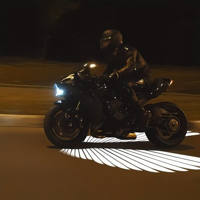 Precision-Made Quick-Install Motorcycle Angel Wings LED Projection Welcome Light