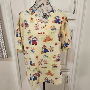 UNIFORM ADVANTAGE UA SCRUBS yellow fall cotton scrub top- size 2X -Happy Harvest